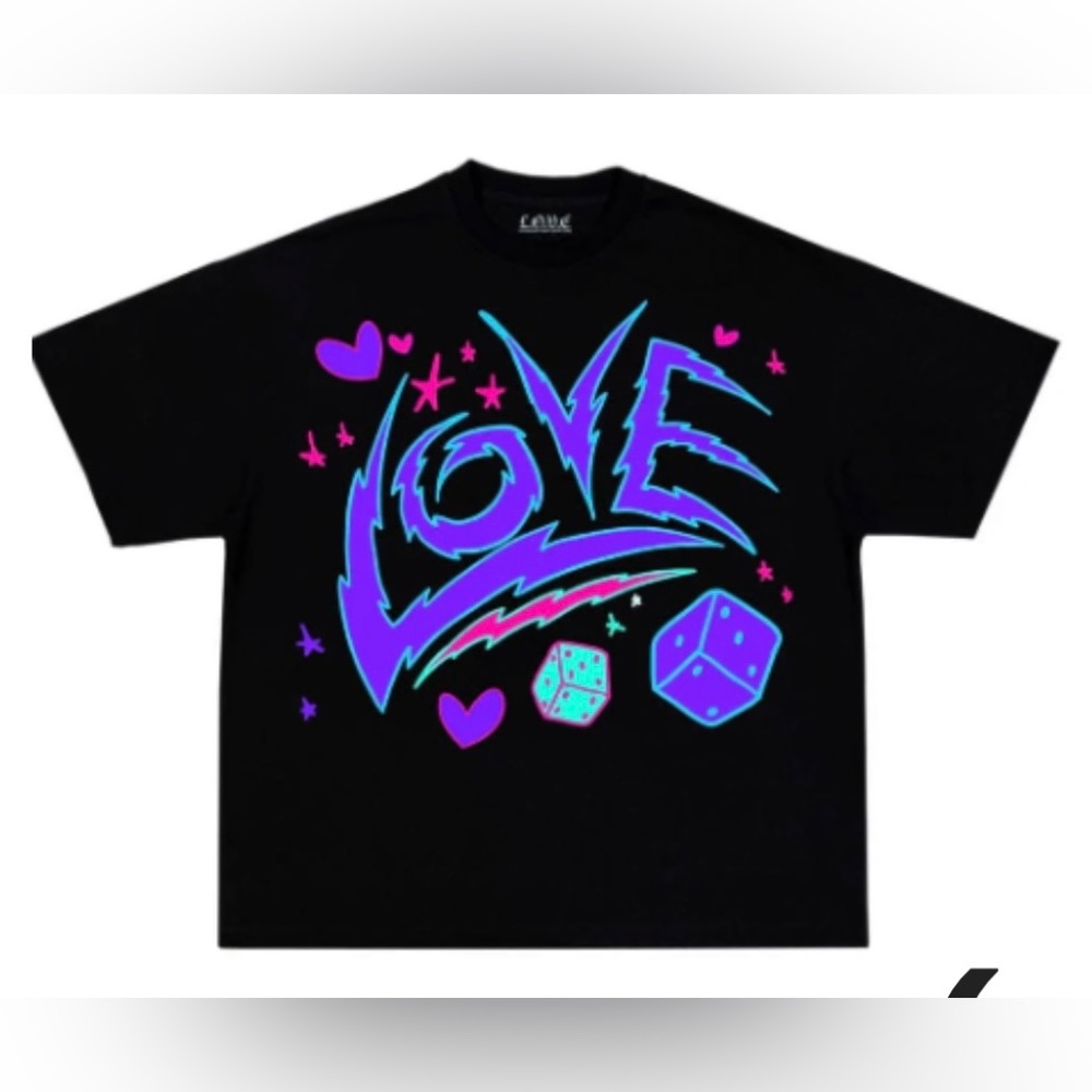 🎲 NWOT! LOVE Unisex Vivid Purple Dice Tee